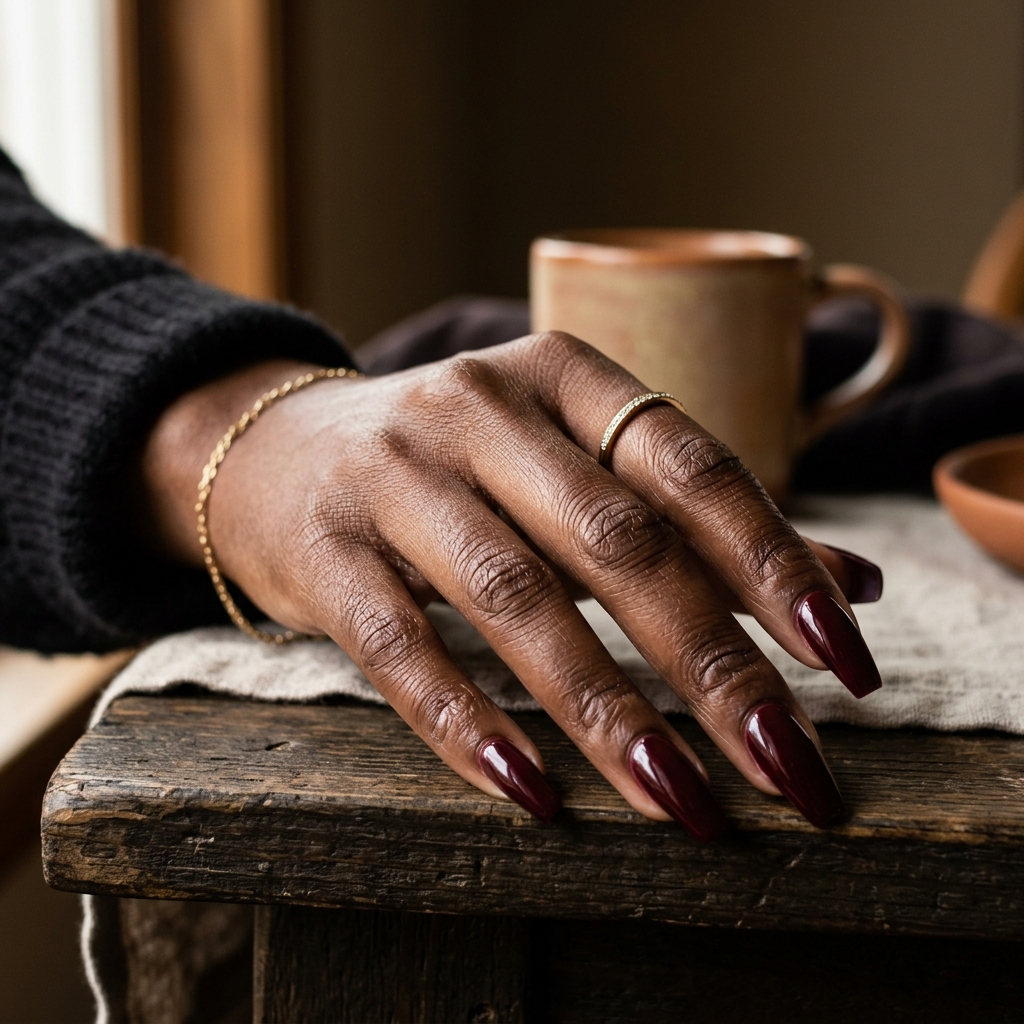 Red nails on dark skin design