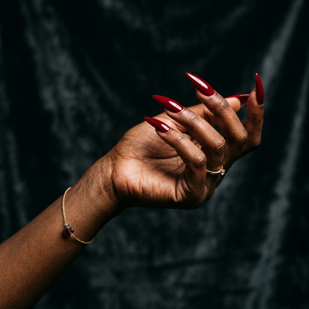 Red nails on dark skin design