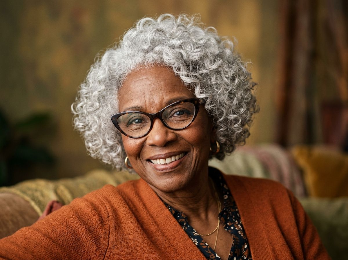Silver Curly Crop for Women Over 70 with Glasses