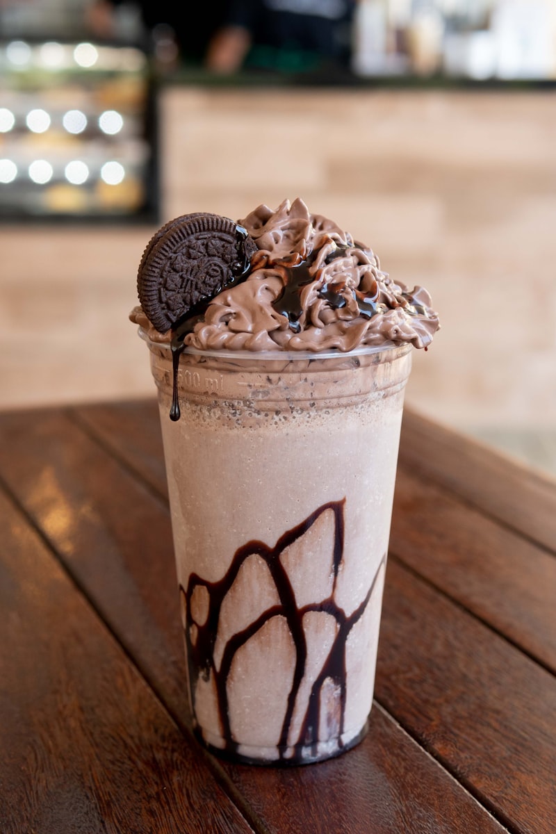 Peanut Butter Chocolate Muscle Shake in tall glass