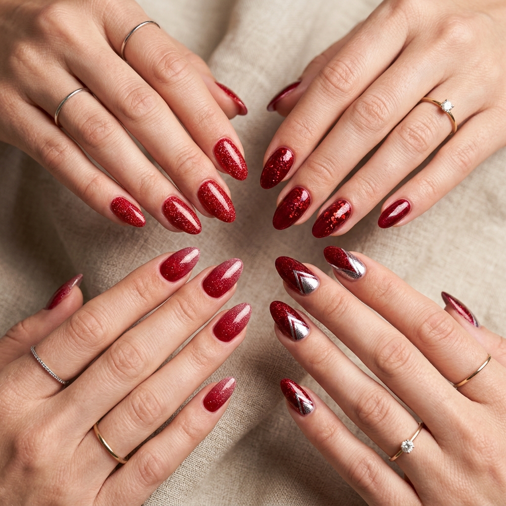 Red Nails Ideas with Glitter | Must Try