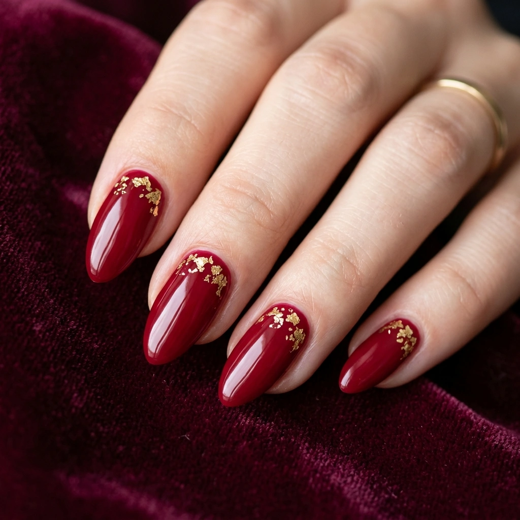 Red with gold foil accents.