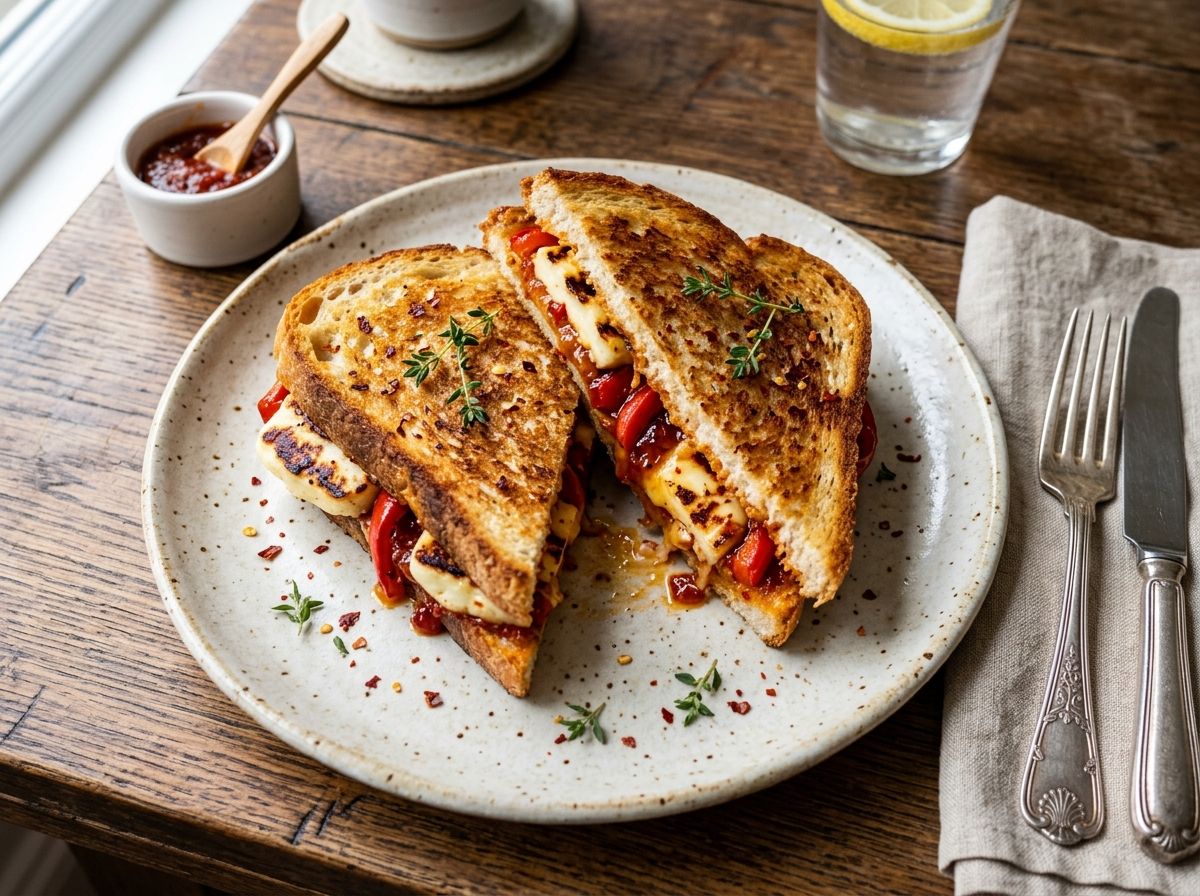 Spicy Halloumi and Red Pepper Toastie