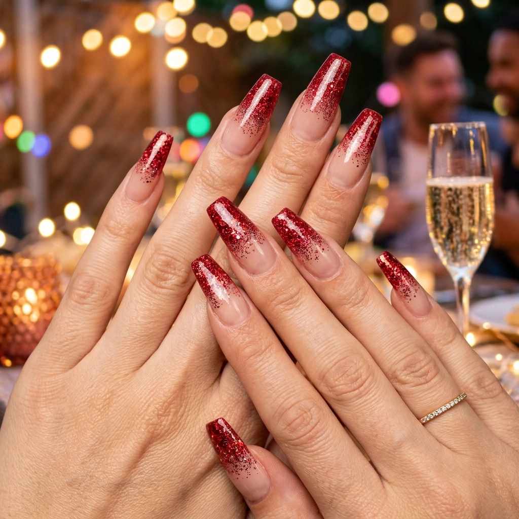 Sparkly red glitter fade.
