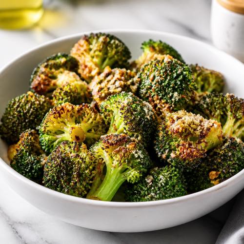 Air fryer recipe for beginners - Garlic Roasted Broccoli Florets