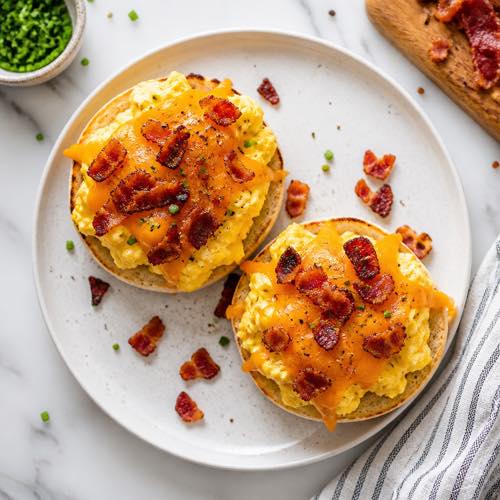 Air fryer recipe for beginners - English Muffin Breakfast Pizzas