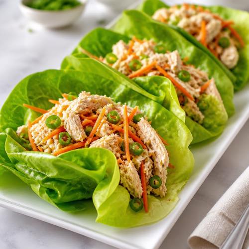Healthy canned chicken recipe - Crunchy Chicken Salad Lettuce Wraps