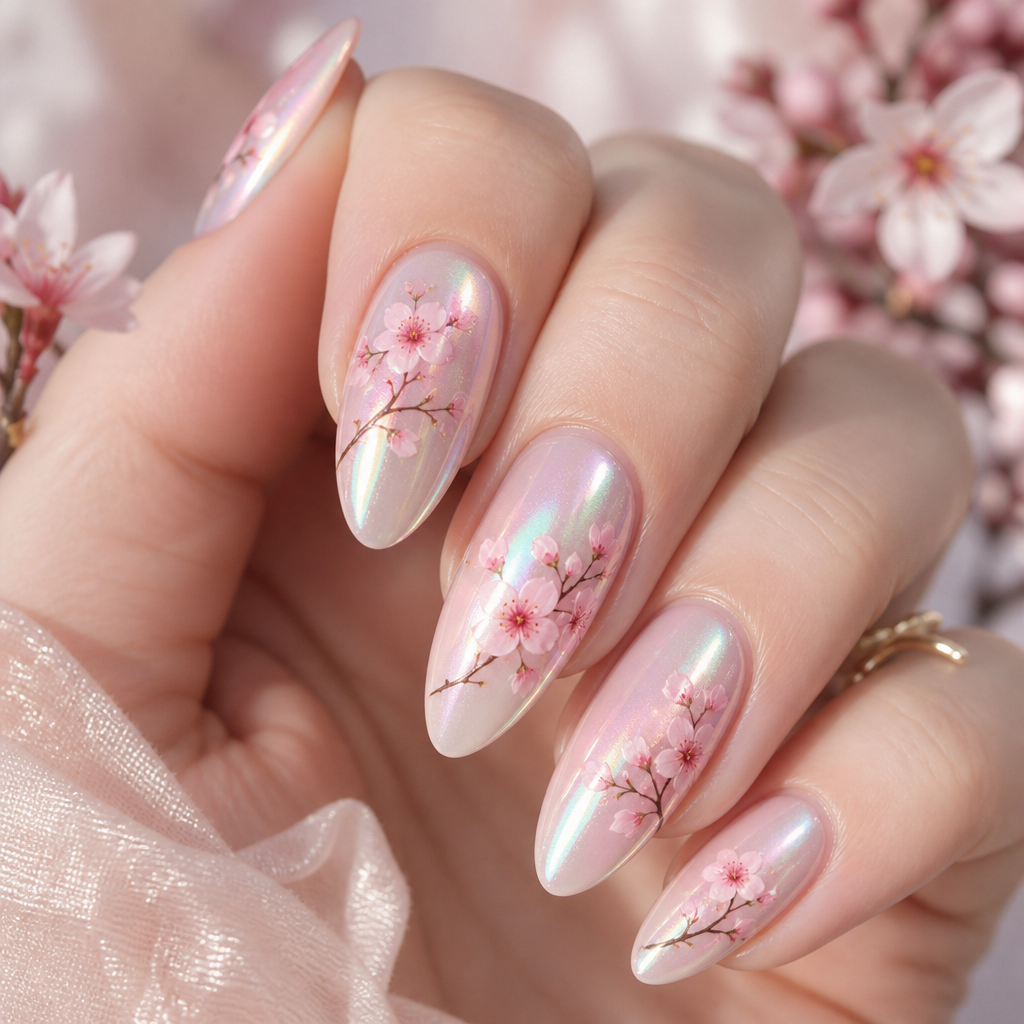 Cherry Blossom Nails Idea 14