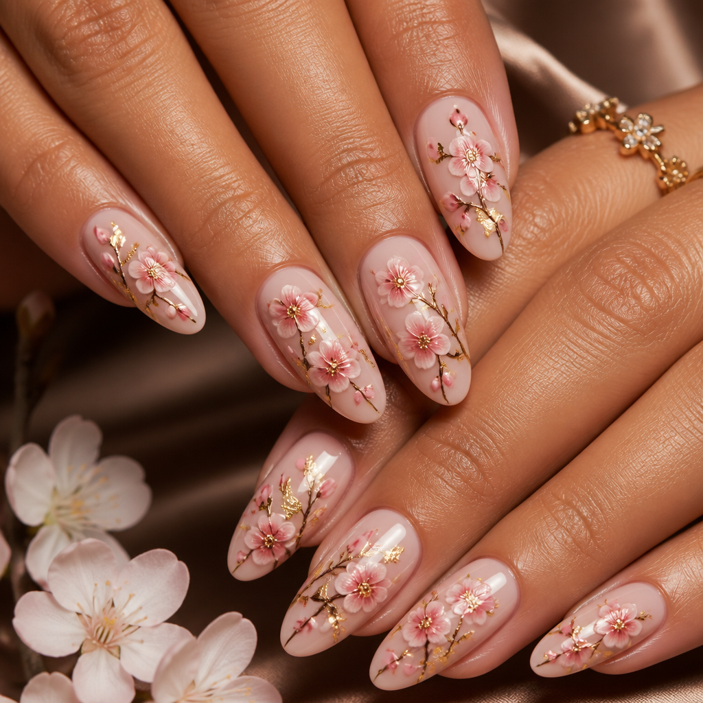 Cherry Blossom Nails Idea 7