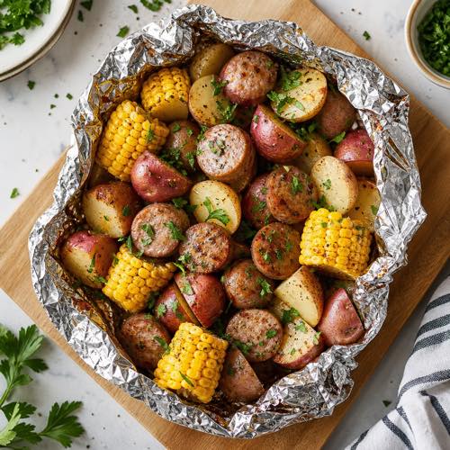 Healthy chicken sausage recipe - Campfire-Style Chicken Sausage Foil-Packet Dinner
