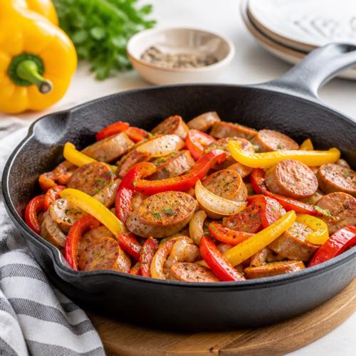 Healthy chicken sausage recipe - Healthy Chicken Sausage and Pepper Skillet