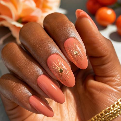 Christmas summer nail design - Sunburst Snowflake Accent Nails