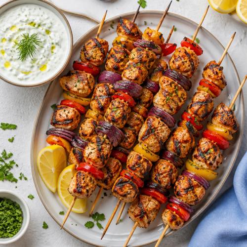Healthy grilled chicken recipe - Grilled Greek Chicken Souvlaki Skewers