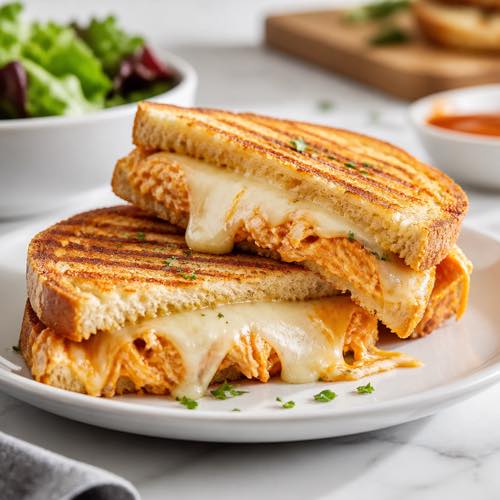 Shredded chicken recipe - Cheesy Buffalo Chicken Panini Melt