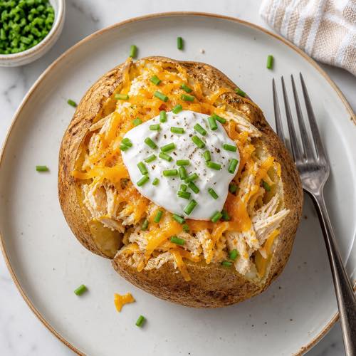 Shredded chicken recipe - Baked Loaded Potato with Shredded Chicken