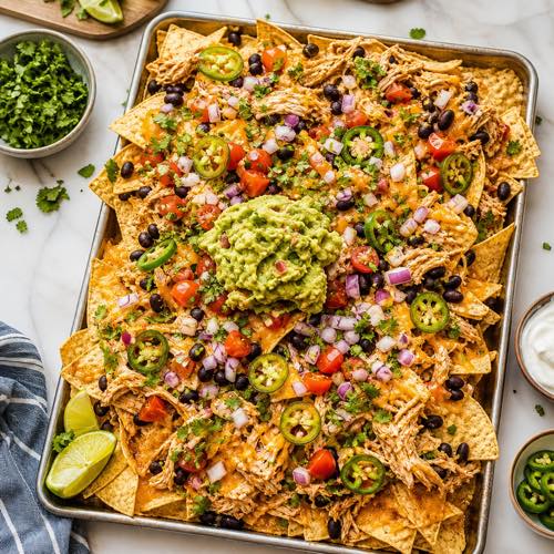 Shredded chicken recipe - Loaded Sheet-Pan Chicken Nachos