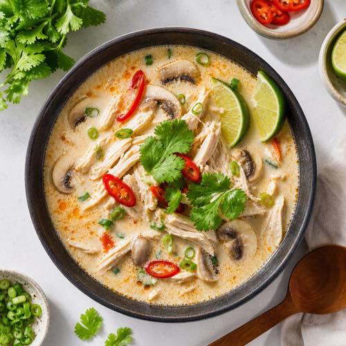 Shredded chicken recipe - Spicy Thai Coconut Chicken Soup