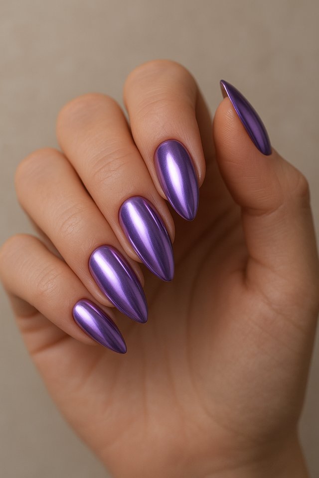Lavender Chrome Nails