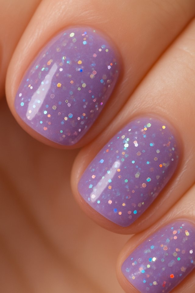 Lavender Glitter Nails