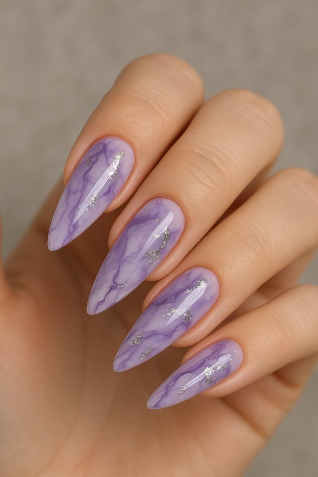 Lavender Marble Nails