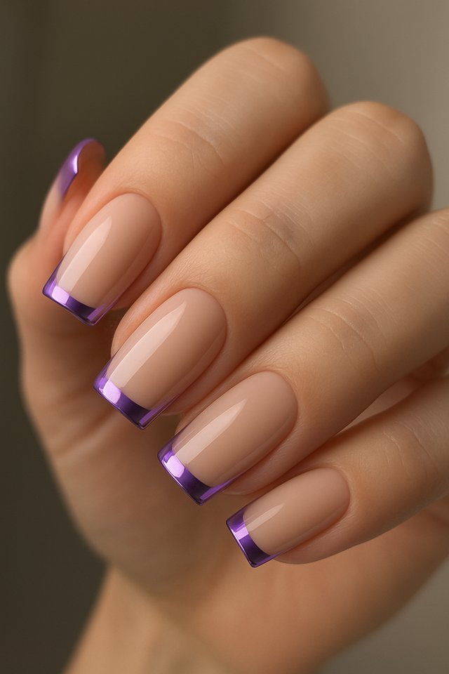 Lavender Chrome French Tips