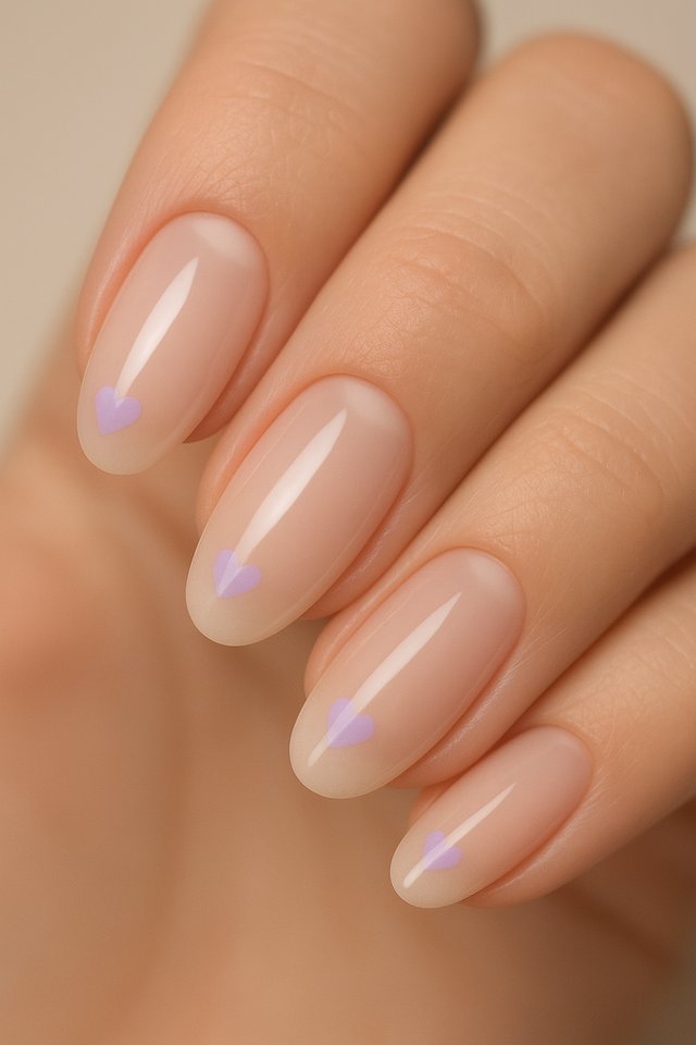 Lavender Heart Nail Art