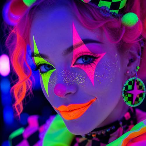 Clown makeup idea 37: Neon Day-Glo Party Clown costume look