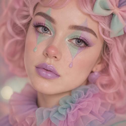Clown makeup idea 39: Pastel Candy Duo Clown costume look