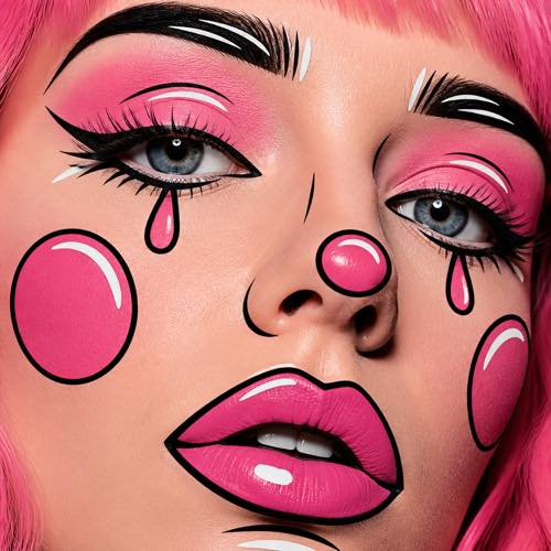Clown makeup idea 6: Bubblegum Pop Art Clown costume look