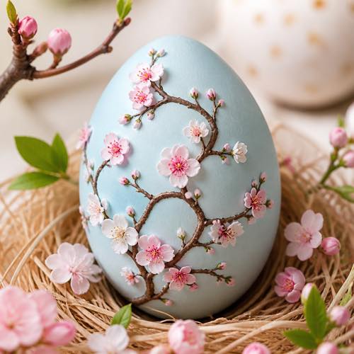 Egg decorating idea - Hand-Painted Cherry Blossoms