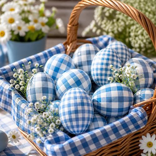 Egg decorating idea - Acrylic Gingham Plaid Eggs