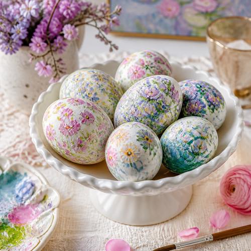 Egg decorating idea - Impressionist Oil Paint Dab Eggs
