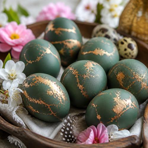 Egg decorating idea - Velvet Matte & Copper Leaf