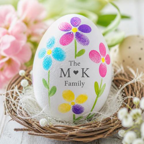Egg decorating idea - Fingerprint Flower Family Eggs