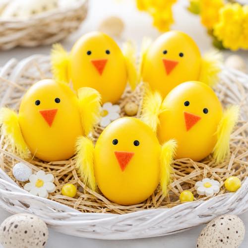 Egg decorating idea - Colorful Felt Spring Chick Eggs