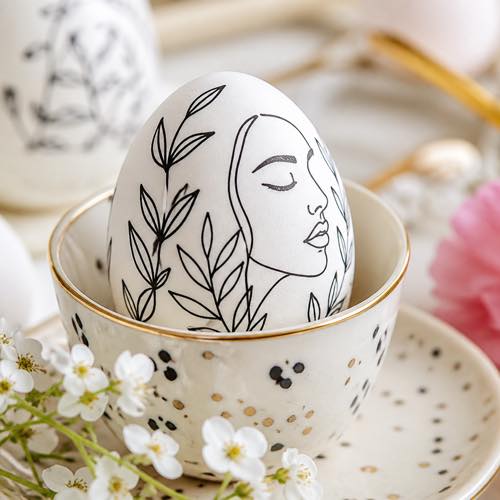 Egg decorating idea - Minimalist Black Ink Line Art Eggs
