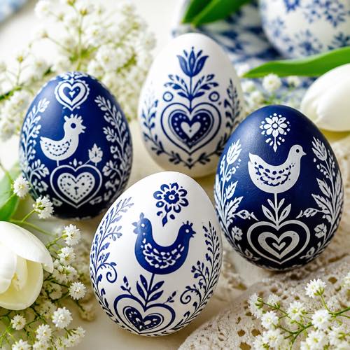 Egg decorating idea - Scandinavian Nordic Folk Art Motifs