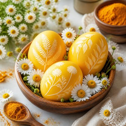 Egg decorating idea - Golden Turmeric Sunburst Eggs