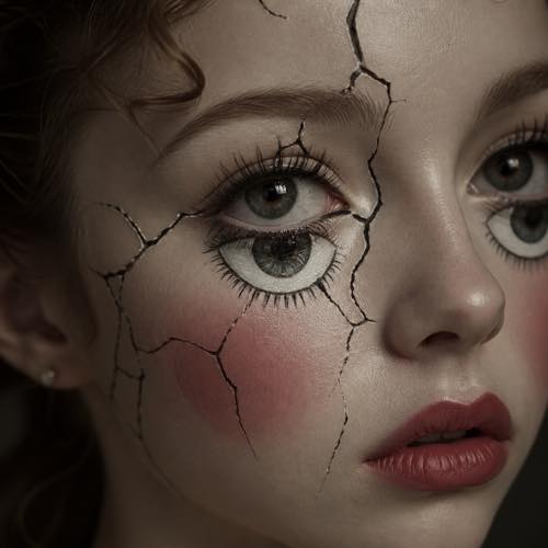 Halloween makeup idea 15: Haunting Cracked Porcelain Doll costume look