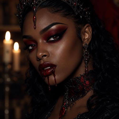 Halloween makeup idea 20: Glamorous Bloody Vampire Queen costume look
