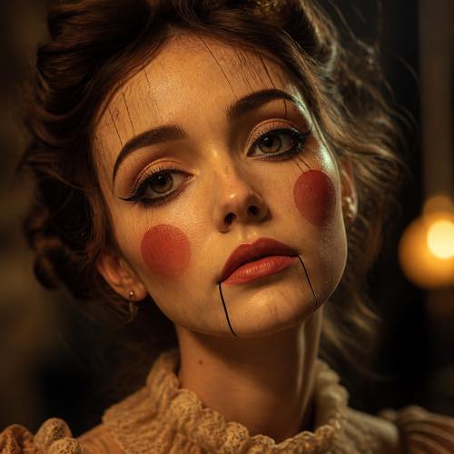 Halloween makeup idea 21: Creepy Smiling Marionette Puppet costume look