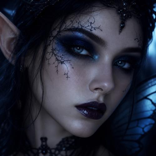 Halloween makeup idea 23: Smoky Midnight Dark Fairy costume look