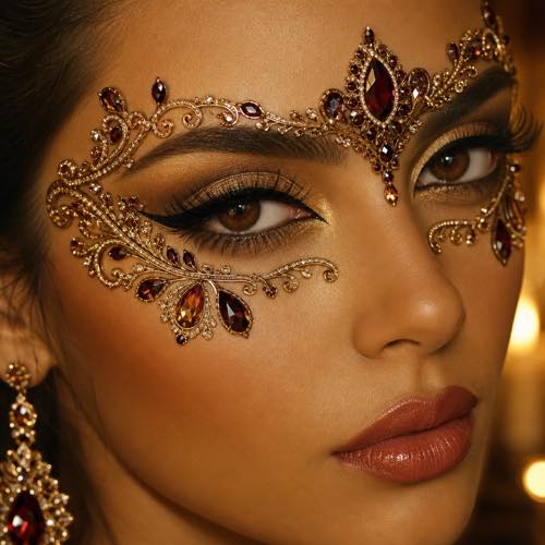 Halloween makeup idea 25: Ornate Jeweled Venetian Masquerade costume look