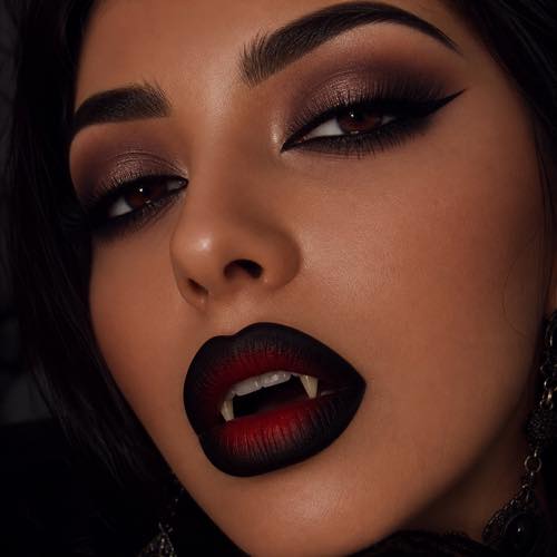 Halloween makeup idea 27: Gothic Velvet Vampire with Ombré Lips costume look