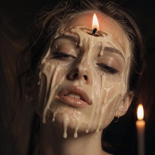 Halloween makeup idea 32: Melting Wax & Dripping Candle Face costume look