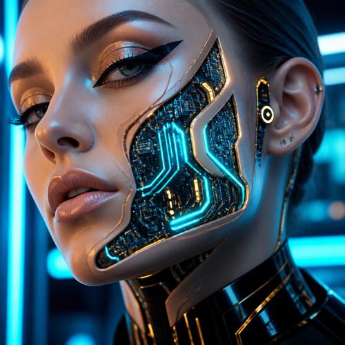 Halloween makeup idea 34: Cybernetic Peeling Android Circuitry costume look