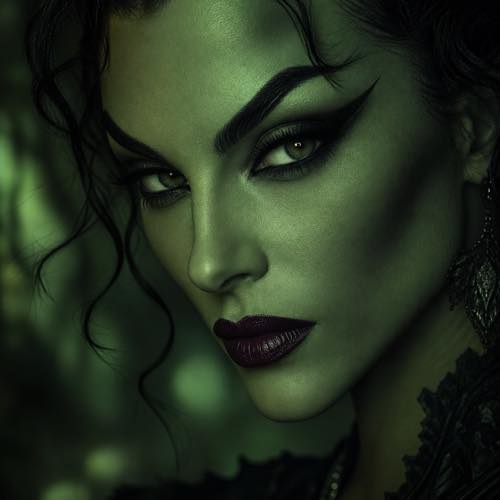 Halloween makeup idea 35: Classic Wicked Green Witch costume look