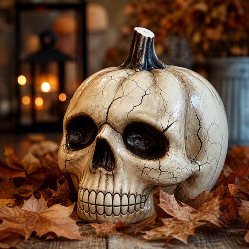 Skull pumpkin painting idea - Aged Weathered Cracked Skull