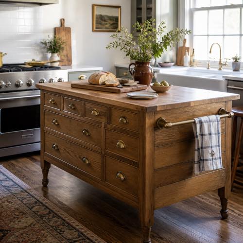 Small kitchen island idea - Repurposed Vintage Dresser Island