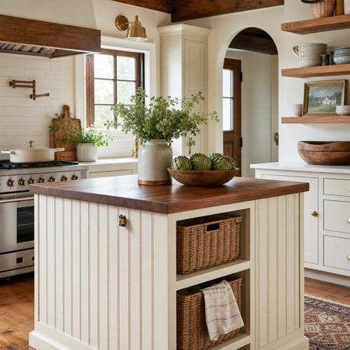 Small kitchen island idea - Rustic Farmhouse Beadboard Island